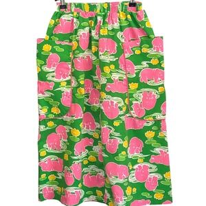 Vintage Peter Popovitch Pink Hippo Skirt Shorts Novelty Preppy Resort Cotton